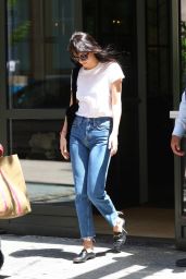 Dakota Johnson in Blue Jeans and White T-Shirt - New York City 06/09/2022