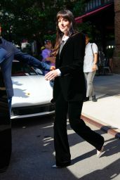 Dakota Johnson Wears Black Velvet Suit - Greenwich Hotel in New York City 06/14/2022