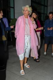 Emma Thompson Wearing a Pink and White Ensemble - New York 06/24/2022