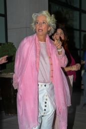 Emma Thompson Wearing a Pink and White Ensemble - New York 06/24/2022