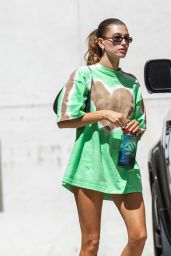 Hailey Rhode Bieber in Heart Shaped Tie Dye T-shirt - Beverly Hills 06/27/2022