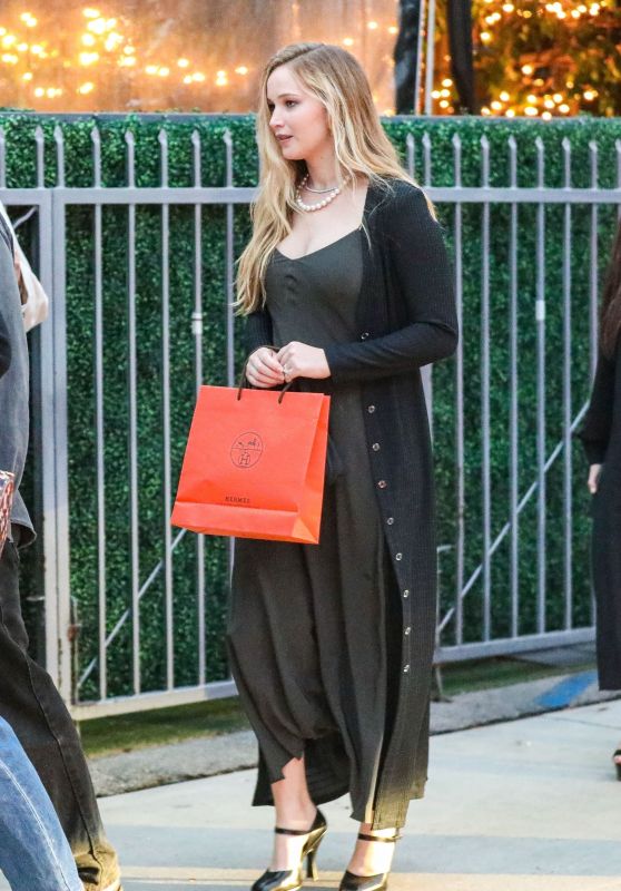 Jennifer Lawrence in a Dark Dress and Golden Locks at Giorgio Baldi in Santa Monica 05/05/2022