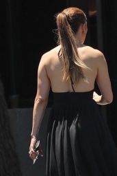 Jennifer Lopez in a Plunging Black Backless Dress - Santa Monica 06/23/2022