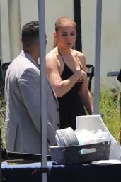 Jennifer Lopez in a Plunging Black Backless Dress - Santa Monica 06/23/2022