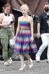 Jessica Chastain in a Colorful Dress - "Mother
