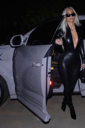 Kim Kardashian in Leather Cleavage - Night Out in Los Angeles 06/14/2022