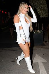 Liberty Poole in a Revealing Dress and Knee High White Boots at Vermillion Restaurant in Manchester 06/18/2022