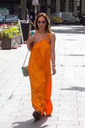 Myleene Klass in an Orange Wrap Dress   London 06 17 2022   - 1