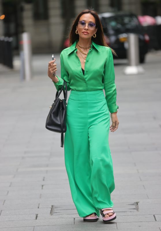 Myleene Klass in Green Trousers and Matching Shirt - London 06/01/2022