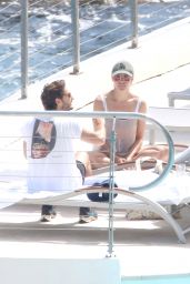 Natasha Andrews and Her Husband Pierre Niney by the Pool in the South of France 06/07/2022
