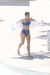 Natasha Andrews and Her Husband Pierre Niney by the Pool in the South of France 06/07/2022