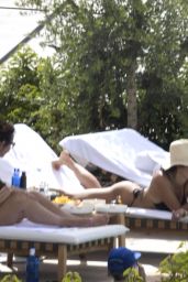 Rita Ora in Floral Bikini by the Pool in Madrid 06/18/2022