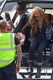 Rita Ora - Landing in a Helicopter at Battersea Heliport 06/26/2022