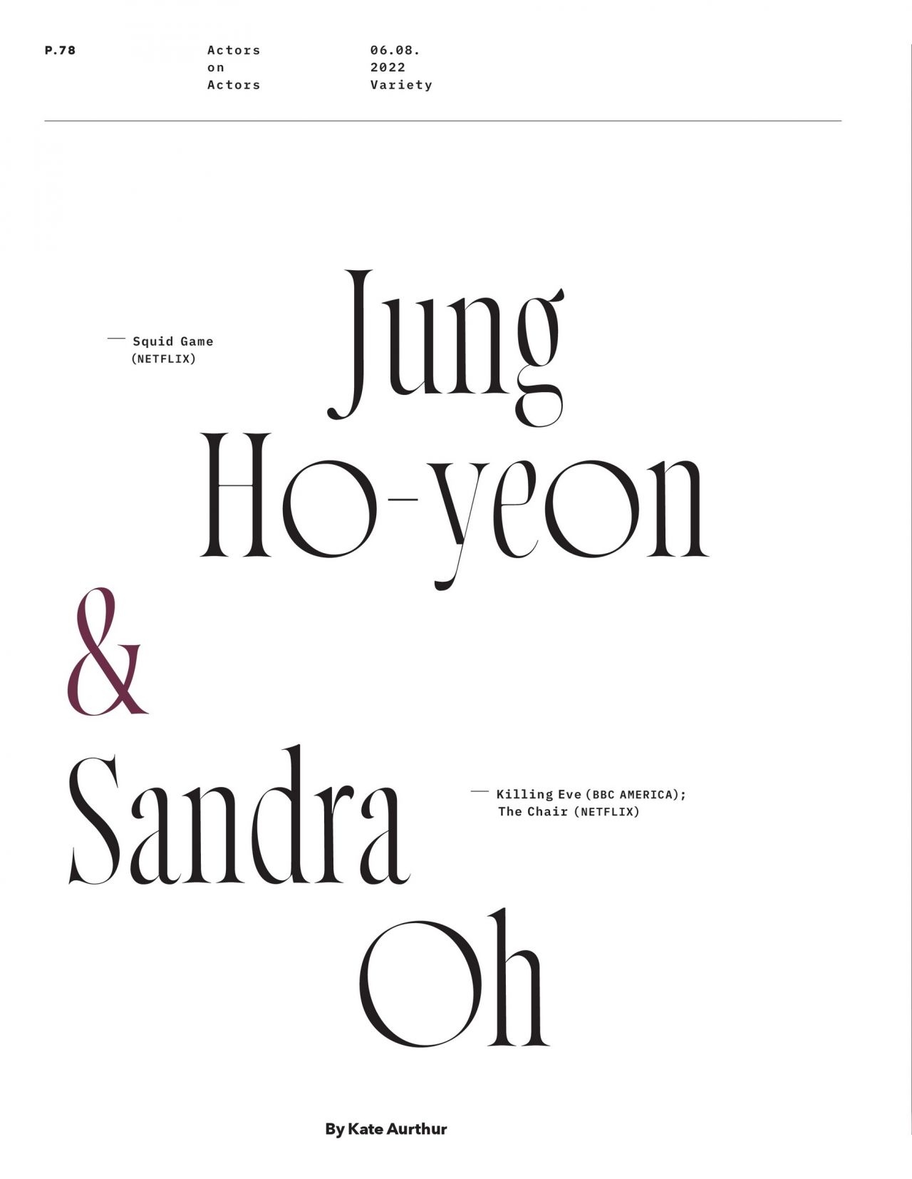 Sandra Oh and Hoyeon Jung – Variety Magazine Variety’s Actors on Actors