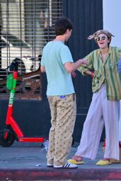Talulah Willis in Mismatched Pajamas, Slippers and a Funny Hat - Los Angeles 06/26/2022