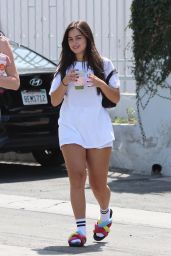 Addison Rae in a White T Shirt and Colorful Slides 07 21 2022   - 40