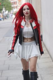 Ava Max in a White Mini Skirt and Crop Top - London 07/01/2022