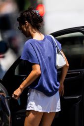 Bella Hadid in White Running Shorts and Sneakers 07/23/2022