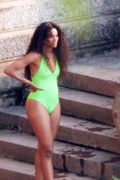 Ciara in a Lime Green Swimsuit - Lake Como 07/06/2022