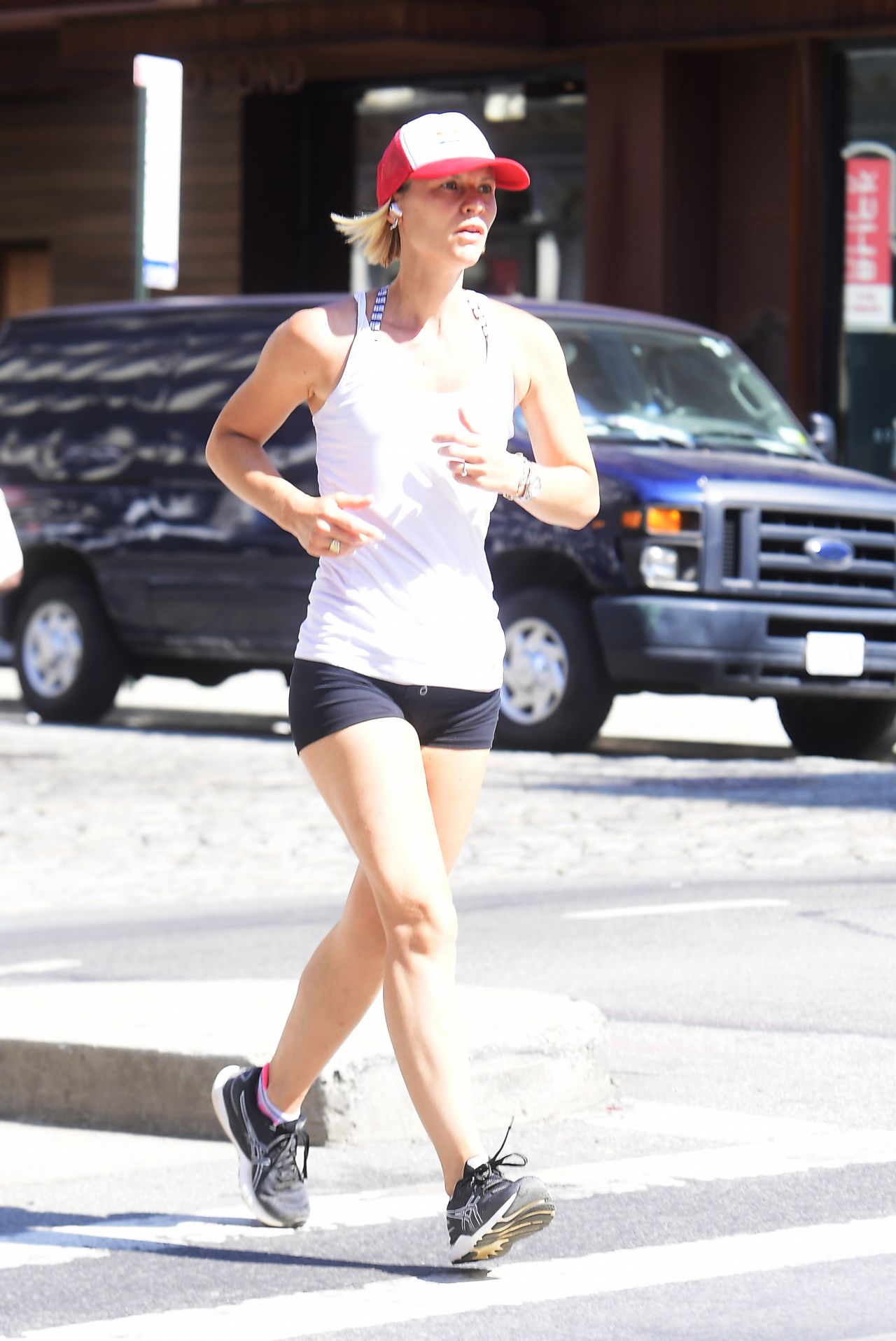 Claire Danes shows off her fit physique while out for a jog in New York City