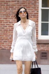 Famke Janssen Wears an Off-White Summer Dress - West Village in NY 07/05/2022
