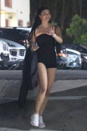 Holly Scarfone Wearing a Black Strapless Romper 07/29/2022