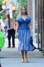 Jennifer Lawrence in a Blue Dress in New York 07/15/2022