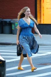 Jennifer Lawrence in a Blue Dress in New York 07/15/2022