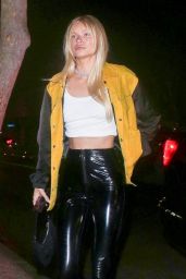 Josie Canseco Wearing a White Crop  Leather Pants and Yellow Jacket at Delilah in West Hollywood 07 09 2022   - 34