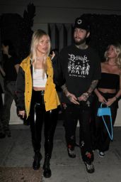 Josie Canseco Wearing a White Crop  Leather Pants and Yellow Jacket at Delilah in West Hollywood 07 09 2022   - 7