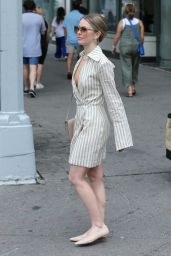 Julianne Hough in a Striped Wrap Dress and Flats   NYC 07 17 2022   - 68