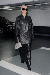 Kim Kardashian in an All-Leather Ensemble - Paris Fashion Week 07/06/2022