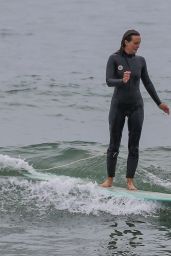 Leighton Meester Solo Surf Session Off the Coast of Santa Monica 07/16/2022