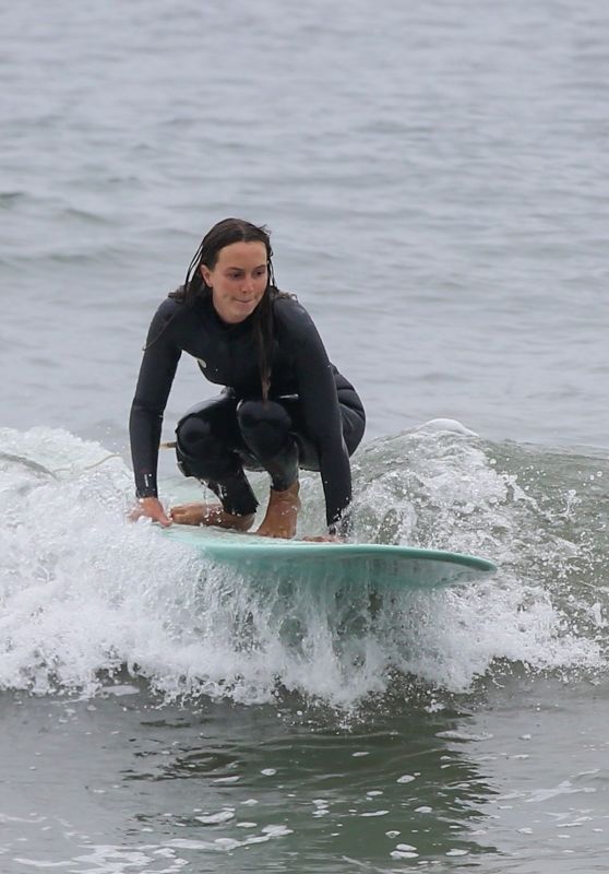 Leighton Meester Solo Surf Session Off the Coast of Santa Monica 07/16/2022