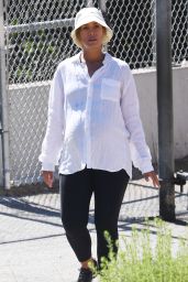 Leona Lewis in a White Maternity Blouse 07/19/2022