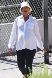 Leona Lewis in a White Maternity Blouse 07/19/2022