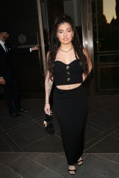 Mabel in a Black Skirt and Crop Top - London 07/07/2022