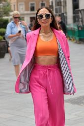 Myleene Klass in an Orange Crop Top and Pink Trouser Suit   London 07 01 2022   - 4