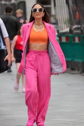 Myleene Klass in an Orange Crop Top and Pink Trouser Suit - London 07/01/2022