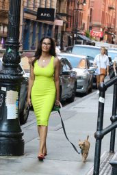 Padma Lakshmi in a Neon Green Dress - NYC 07/02/2022