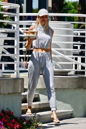 Paige Butcher in Grey Sweatpants and a Matching Top - Studio City 07/29/2022