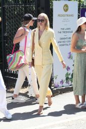 Poppy Delevingne in a Yellow Pantsuit Set at Wimbledon in London 07/10/2022