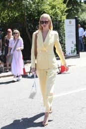 Poppy Delevingne in a Yellow Pantsuit Set at Wimbledon in London 07/10/2022