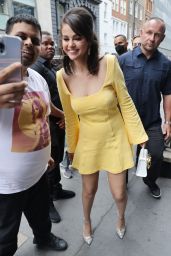 Selena Gomez in a Yellow Dress - Leaving The Corinthia Hotel in London 07/12/2022