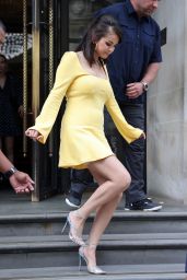 Selena Gomez in a Yellow Dress - Leaving The Corinthia Hotel in London 07/12/2022