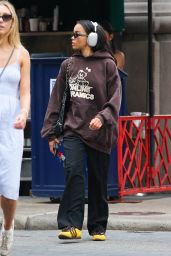 Whitney Peak in a Brown Oversized Hoodie and a Chanel Bag - New York 07/08/2022