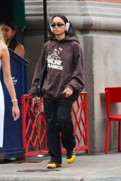 Whitney Peak in a Brown Oversized Hoodie and a Chanel Bag - New York 07/08/2022