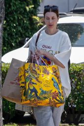 Whitney Port Wearing an OUAI SAYS GAY Tee and Gray Sweat Pants and Slippers - Beverly Hills 07/08/2022
