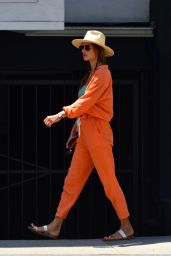 Alessandra Ambrosio in an Orange Outfit - Malibu 08/25/2022