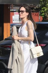 Angelina Jolie in a White Dress - Los Feliz 08/15/2022